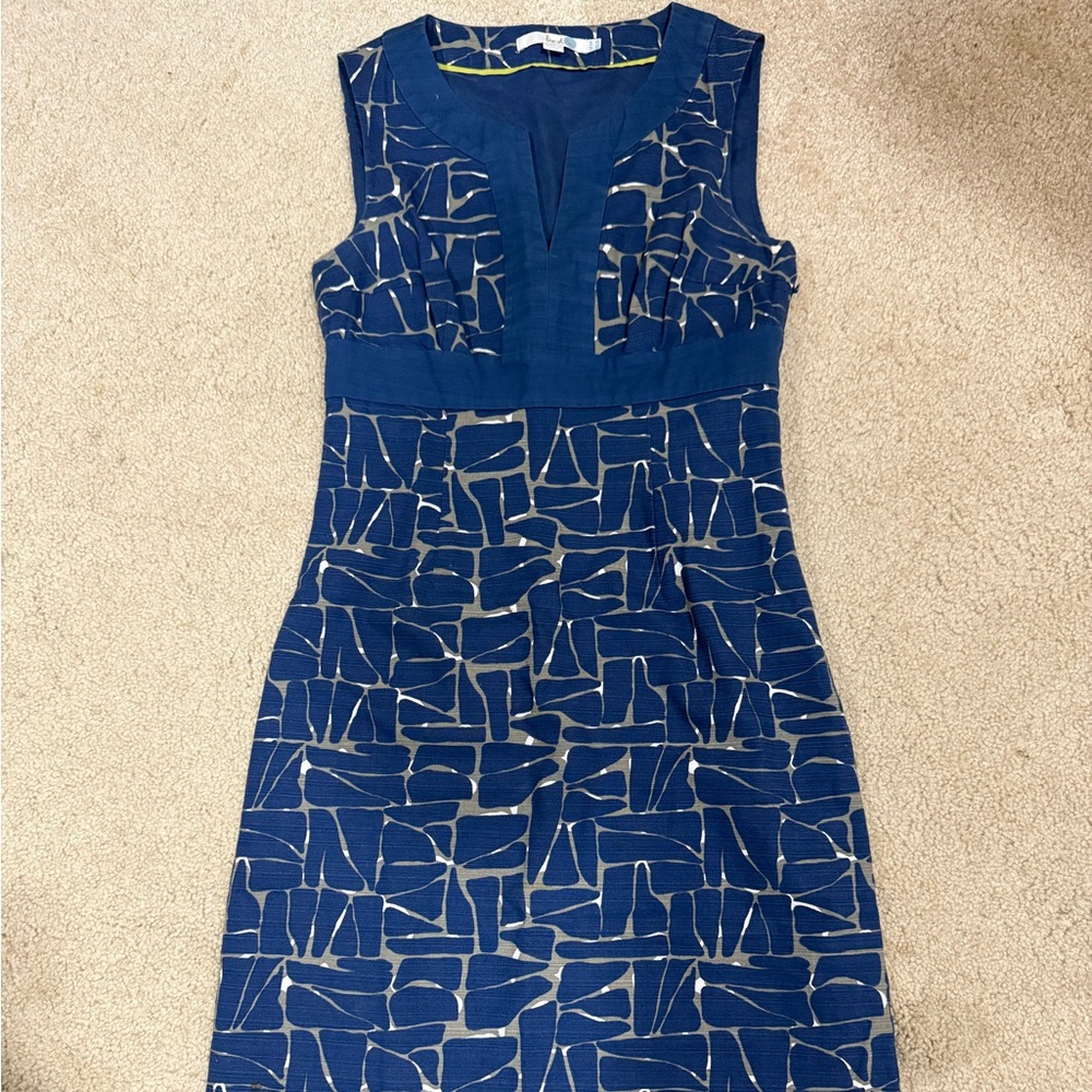 Boden Blue Sheath Midi Dress V-Neck Sleeveless size 2